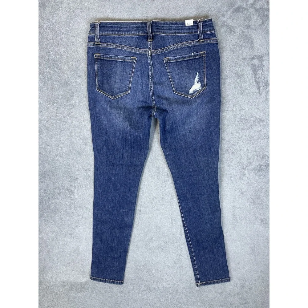 KanCan Jeans Womens‎ 9 Blue Ripped Denim Dark Wash Skinny Mid Rise Stretch